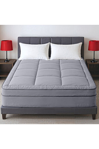 Hotel Linen Klub Premium Fitted-Style Mattress Topper 9cm/800GSM with deep pocket and all around elastic – Silver