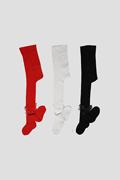 Defne Baby 3 Pairs of Ribbon Cotton Girls and Baby Pantyhose