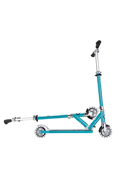 Globber سكوتر ركل Flow Element Lights - سكوتر بعجلات LED قابلة للطي والتعديل - أزرق مائي