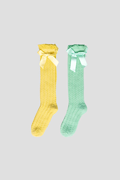 Defne Baby 2 Pairs of Children's and Baby's Knee-High Socks with Ribbon