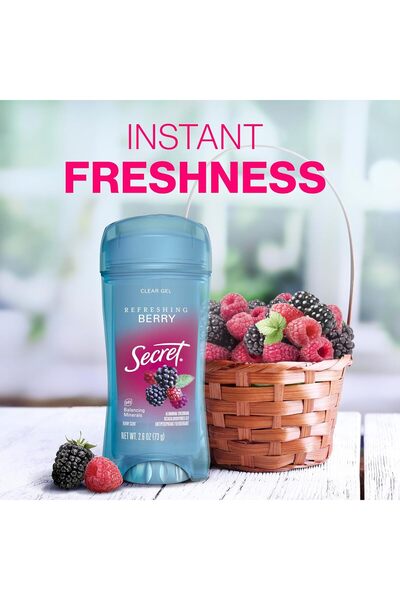 Secret Fresh Antiperspirant Deodorant Clear Gel Berry 2.6 oz Pack of 6