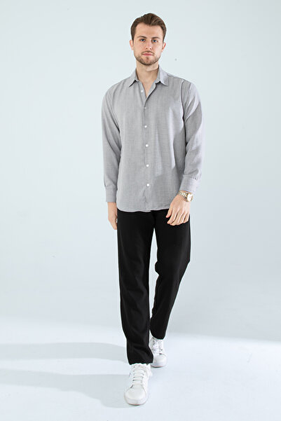 YXC Trend Maker Мъжка прекалено голяма сива риза от лен