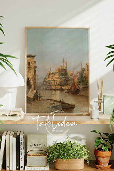 tablodea Винтидж ориенталистка картина с изглед към Истанбул, Истанбул, осман...