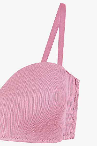 koza iç giyim Kadın Dolgusuz Pamuklu Fitilli Straplez Sütyen