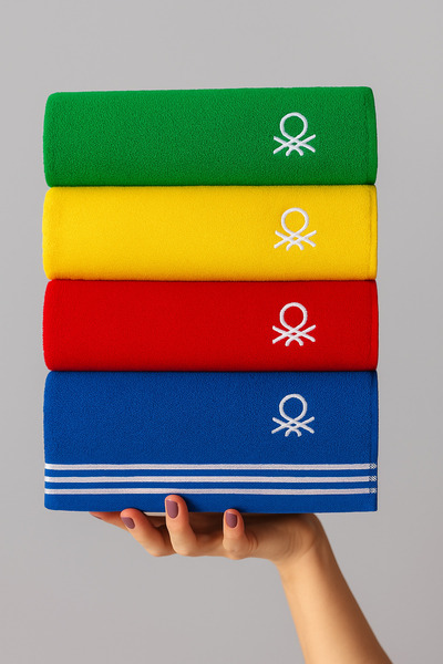 Benetton Home Bath Towel Hand Face Body Red Blue Yellow Green 100% Cotton 70X140 cm Be-0840