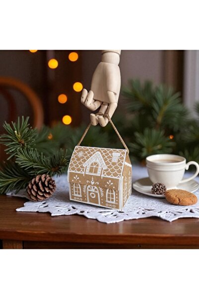 roco paper Yılbaşı Ev Tasarımlı Kutu Çanta, Dekoratif Yeniyıl, Düğün Hediye Çantası,Baskılı-12li, 9.5x14.5x15Cm