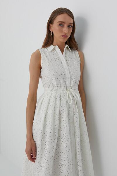 MARKALİSTE Броде безрукавка сорочка сукня біла