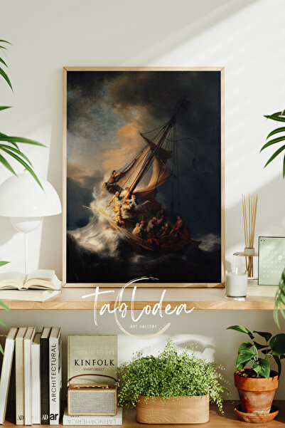 tablodea Pictură cu poster clasic vintage înrămată, Rembrandt în temeie cu fu...