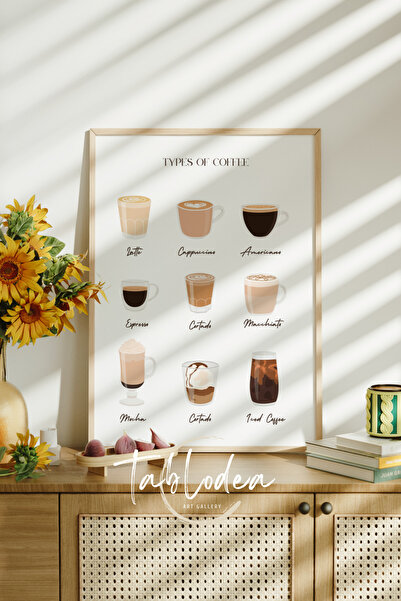 tablodea Kahve Köşesi Temalı Çerçeveli Poster Tablo, Coffee Modern Dekoratif Mutfak Tablosu, Kahve Tablosu