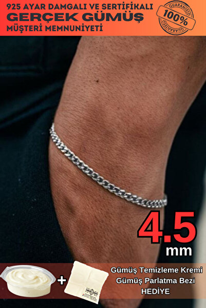 OSMANLI GÜMÜŞ Gurmet 925 Ayar Gümüş Erkek Bileklik Künye 4.5mm 233708041