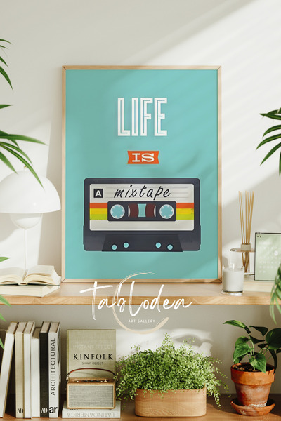 tablodea Pictură cu poster înrămat cu tematică Pop Art cu casete retro, pictu...