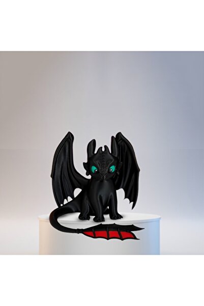 MYCRAFT3D Ejderhanı Nasıl Eğitirsin? Gecenin Öfkesi Siyah Ejderha 11 Cm (Toothless-Yeşil Gözlü)