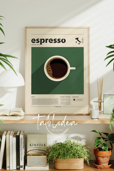 tablodea Coffee Espresso Minimalist Çerçeveli Poster Tablo, Kahve Köşesi Deko...