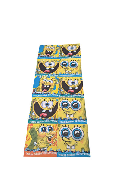 Gıpta سبونج بوب عيد ميلاد 10 دعوة 10 مغلفات