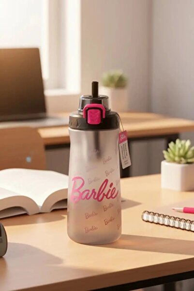 Barbie Lisanslı Kapaklı Plastik Şişe - Siyah