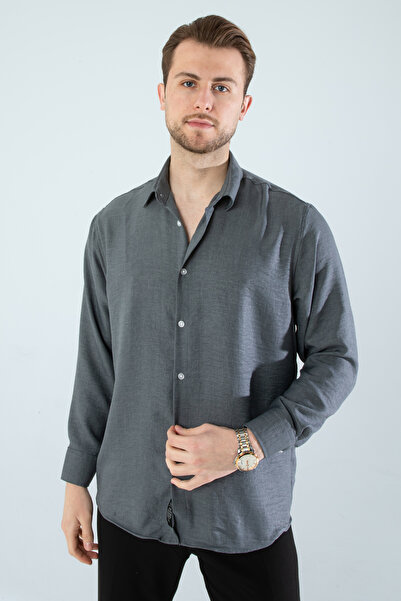 YXC Trend Maker Ανδρικό λινό πουκάμισο με υφή Oversize Smoked