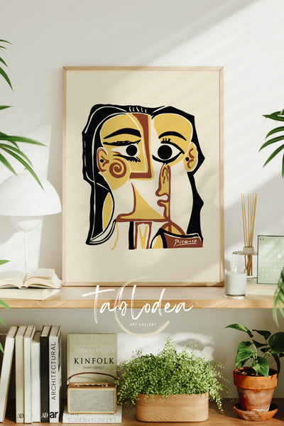 tablodea Pictură cu poster cu figură feminină în stil Picasso cubist, în stil...