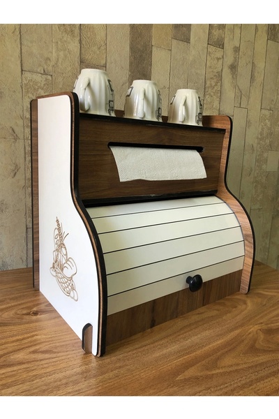 adımshops Bread Holder New Bread Box, Towel Napkin Holder (with Storage Compartment, Spice Rack, Decorative Disassembled