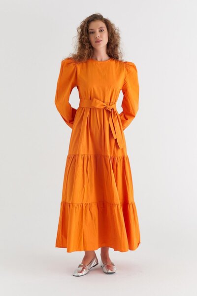MARKALİSTE Balloon Sleeve Heidi Layered Dress - Orange
