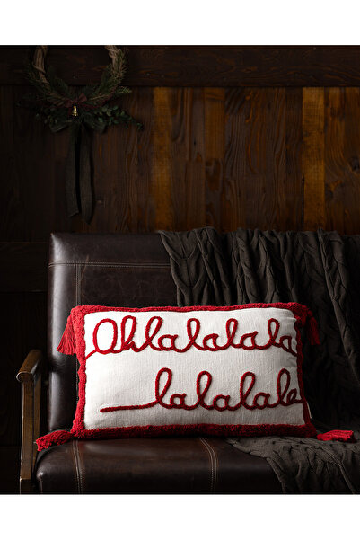 Madame Coco Mougins Kissenbezug aus Baumwolle – Weiß/Rot – 40 x 60 cm