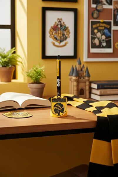 Miniso Harry Potter Lisanslı Stantlı Tükenmez Kalem Seti (Siyah) - Hufflepuff