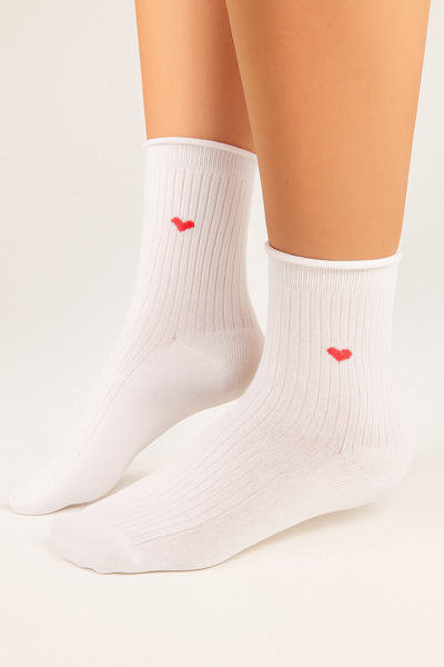 shefox 12 Pairs Women's Heart Pattern Seamless Toe Socks