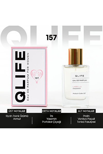 Qlife 157 Labella 50 ml – Romantik ve Zarif Kadın Parfümü- Siyah Frenk Üzümü-...