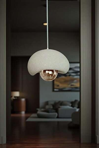 NrsnHome Rustik İskandinav Serisi Beton Görünümlü Sarkıt Çevre Dostu Avize( Rustik Ampul Hediyeli)