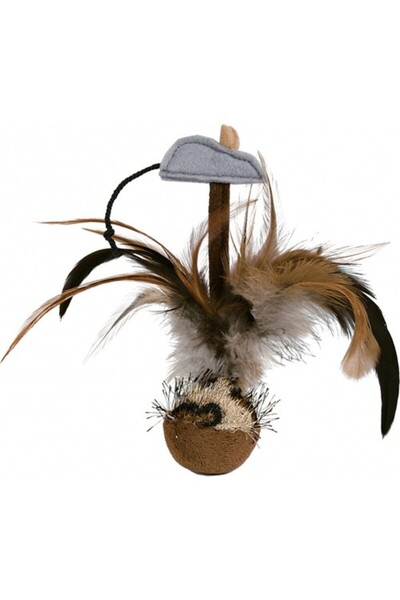 Trixie لعبة القطط، كرة لعب القطط المصنوعة من القطيفة والريش، 15 سم