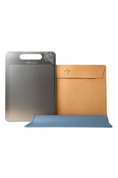 ShgHomeDesign SHG Home Paslanmaz Çelik Kesme Tahtası 3’lü Set (Kesme Tahtası+Kaydırmaz Mat+Saklama Çantası)