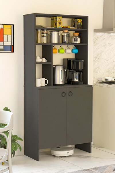 interGO Kahve Köşesi İki Kapaklı Çok Amaçlı Dolap Kabi Mutfak Dolabı Erzak Dolabı Kiler Dolabı