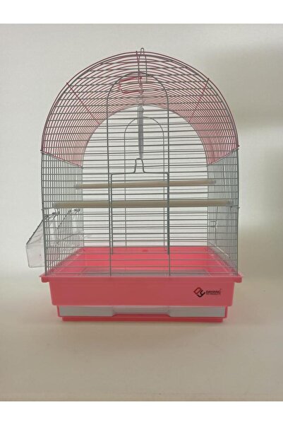 Dayang 2 Kapılı Davul Kuş Kafes 35x28x46 cm Pembe