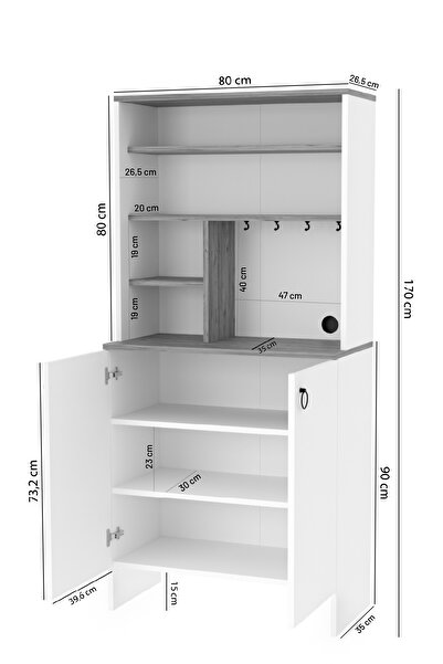interGO Kahve Köşesi İki Kapaklı Çok Amaçlı Dolap Kabi Mutfak Dolabı Erzak Dolabı Kiler Dolabı