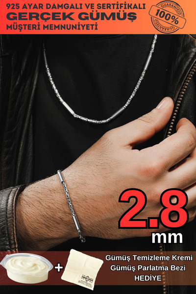 OSMANLI GÜMÜŞ Erkek Gümüş Set - 2,8 mm Kalınlıkta Kral Model Parçalı Kral Erk...
