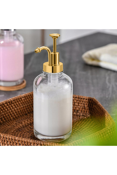 isometric Yuvarlak Cam Sıvı Sabunluk Retro Şık Sabunluk 500 ml
