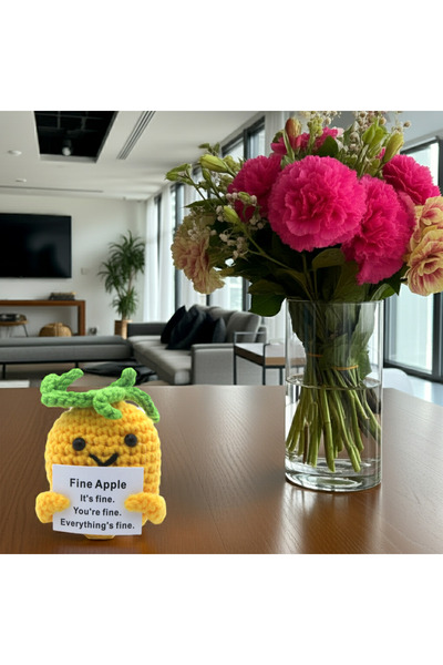 OEM Mascotă croșetată, model ananas, Ananas pozitiv, mesaj motivațional, cado...