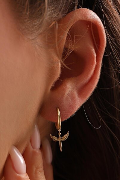 KILIÇOĞLU 14 Ayar Mikail Meleği Altın Küpe