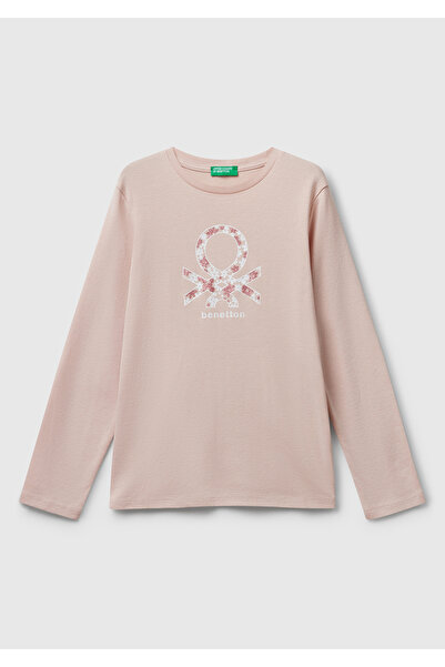 United Colors of Benetton Devojčin puder roze svetlucavi logo Štampano standa...