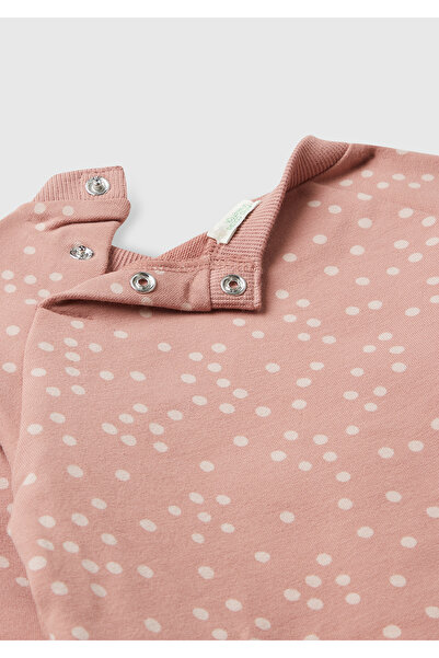 United Colors of Benetton Bebek Gül Kurusu Tamamı Baskılı Kulaklı Üst ve Arkası İşlemeli Alt Eşofman Takımı