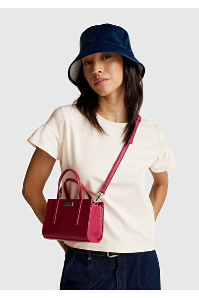 United Colors of Benetton Tricou de damă din amestec de bumbac crem cu mâneci cu volane