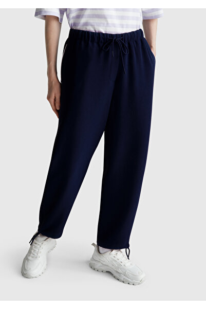 United Colors of Benetton Women's navy blue waist lace-up pocketed pants