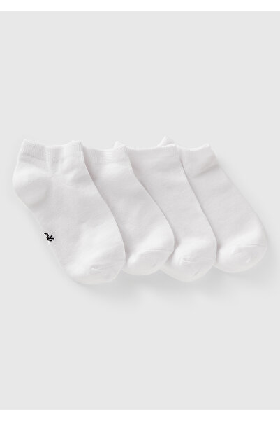 United Colors of Benetton Erkek Çocuk Beyaz Renkli 4'lü Patik Çorap
