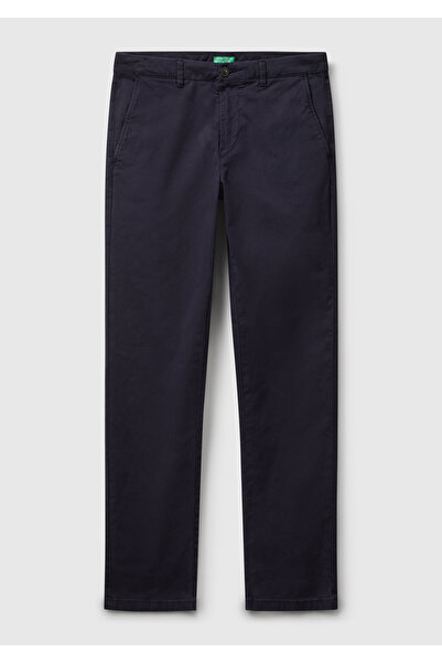 United Colors of Benetton Men's Navy Blue Slim Fit Chino Trousers