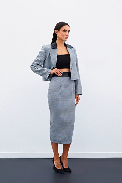 Sateen Спідниця-кльош Midi - СИНЯ