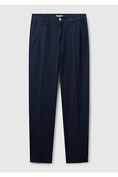 United Colors of Benetton Kadın Lacivert Elastanlı Basic Chino Pantolon