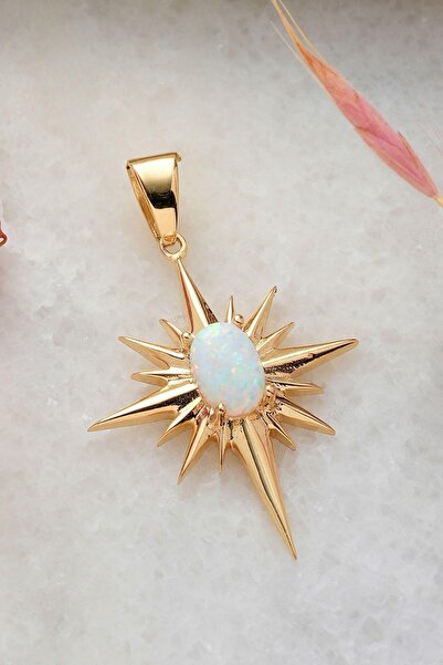 KILIÇOĞLU 14 Ayar Opal Taşlı Kuzey Yıldızı Altın Kolye Ucu