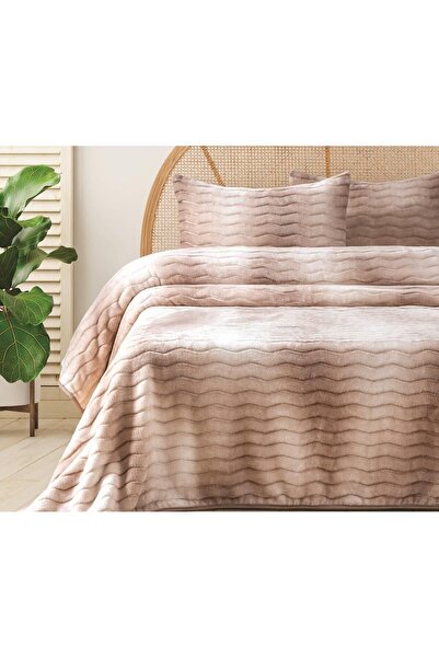 Merinos Dream Home 3 Parça Çift Kişilik Battaniye Seti Kutulu 220x240 Bej