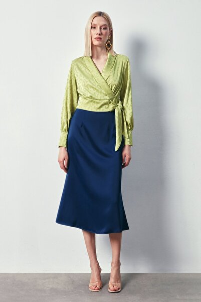 Sateen Σατέν Μπλούζα με Πλαϊνή Ζώνη - ΠΡΑΣΙΝΟ ΛΑΔΙ