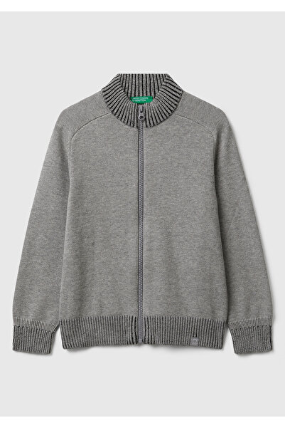 United Colors of Benetton Cardigan cu detaliu din riba cu fermoar pentru băie...