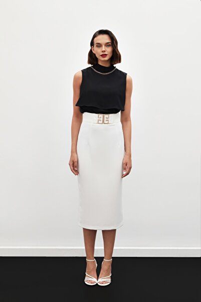 Sateen Аксесуар Детальна спідниця-олівець - Екрю